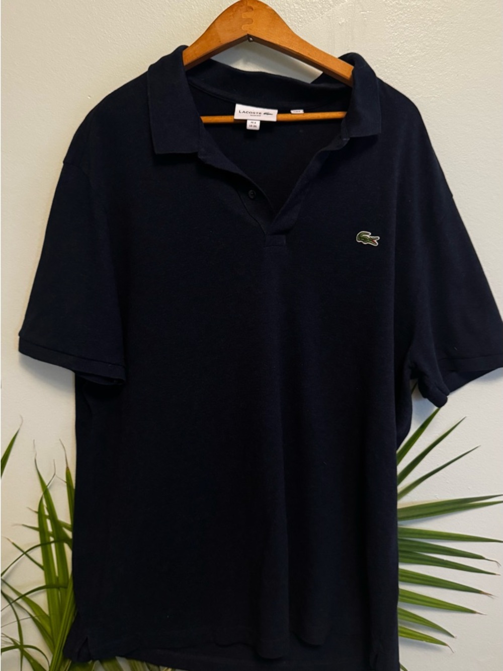 Lacoste Men's Dark Navy Polo with Green Crocodile Logo